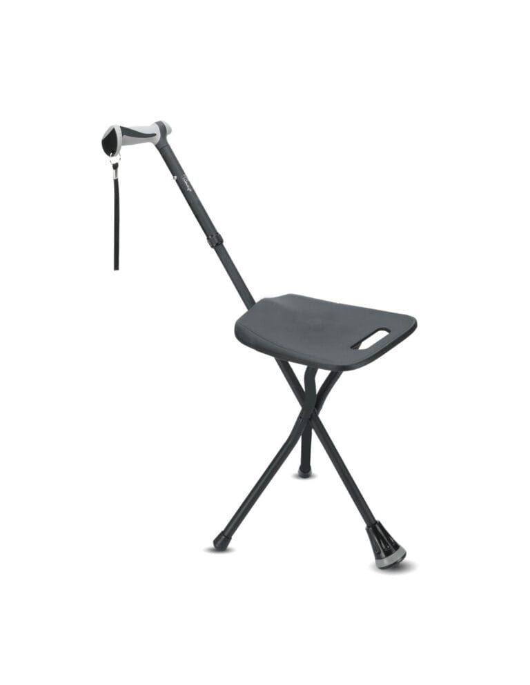 Laska inwalidzka z siedziskiem aluminiowa regulowana Seat Tim z krzesełkiem